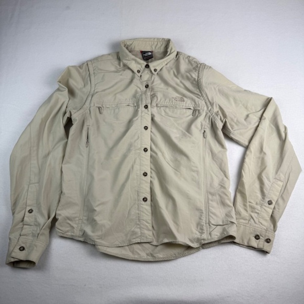 The North Face Women's Khaki Long Sleeve Button Up Outdoor Shirt Size medium